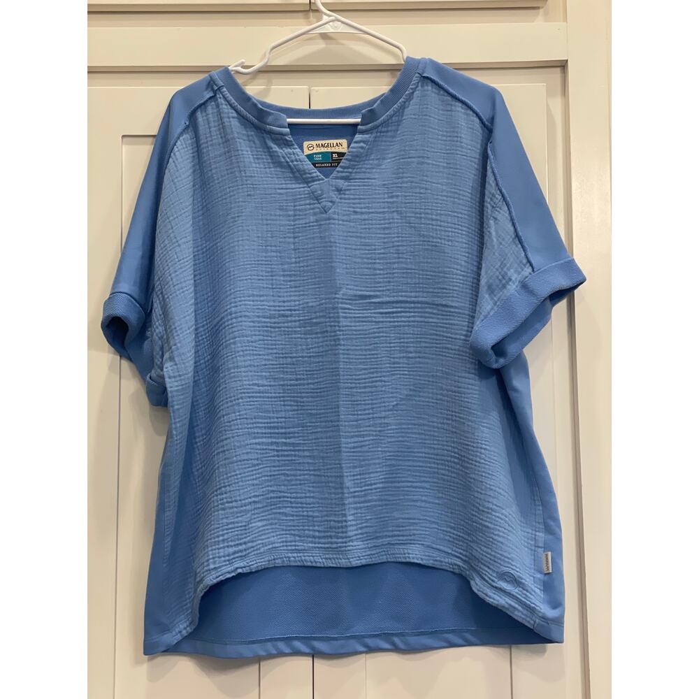 Magellan Outdoors Sky Blue Textured Blouse